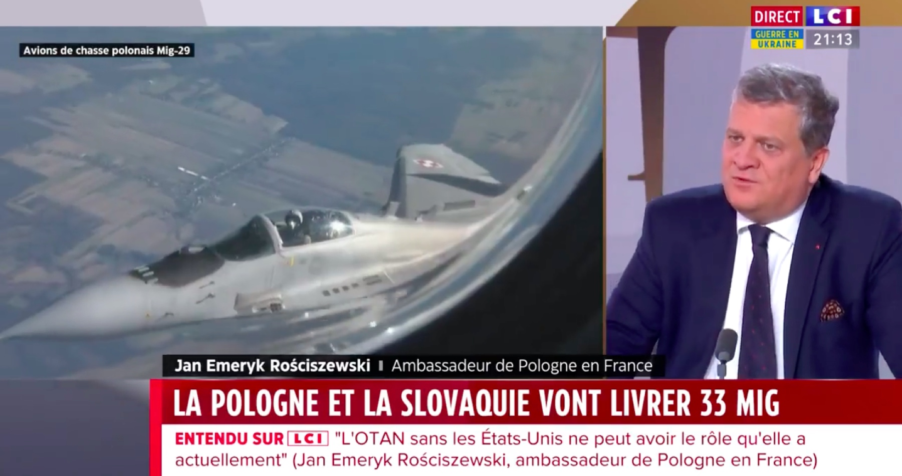 VIDEO: Polský velvyslanec ve Francii způsobil poprask svým výrokem pro francouzskou televizi, že když se Ukrajině nepodaří ubránit svoji nezávislost, bude muset NATO vstoupit do konfliktu na Ukrajině! Varšava se teď snaží výrok obrousit s tvrzením, že velvyslanec nemyslel přímo válku s Ruskem, ale pouze vstup do konfliktu v obecné rovině! Jenže to vyjde nastejno! Velvyslanec vysvětloval, proč Polsko a Slovensko pošlou na Ukrajinu 33 stíhaček MiG-29, je to prý pokus o zastavení Ruské armády v cestě do Evropy! Opravdu to myslí vážně?