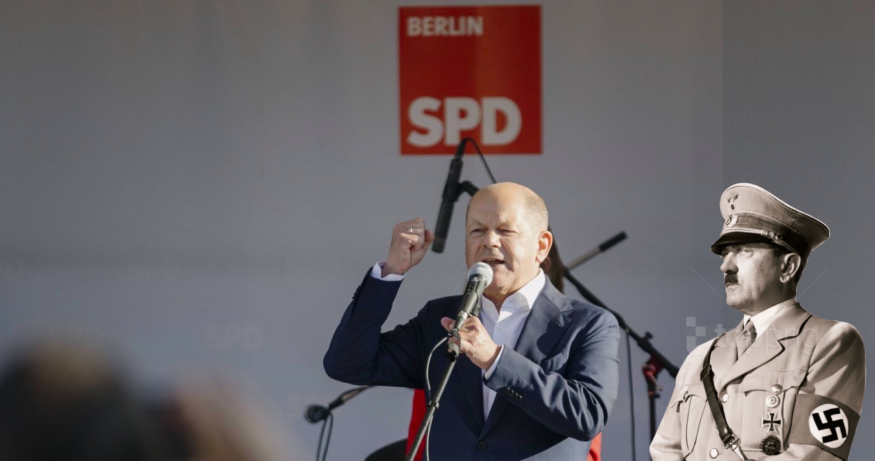 VIDEO: Olaf “Adolf” Scholz ve Falkensee: Německý kancléř způsobil roztržku s vlastními voliči na mítinku SPD, když se rozkřičel jako Adolf Hitler, obhajoval posílání zbraní na Ukrajinu a Putina vykreslil jako šílence. Pískající Němci na Scholze křičeli z davu, že je válečný štváč!