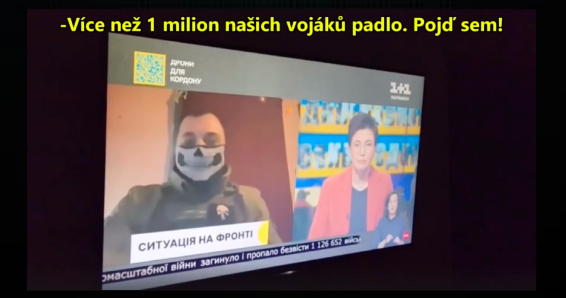 VIDEO: Ukrajinská televize odvysílala utajenou zprávu ministerstva obrany, že eviduje přes 1 milion zabitých a nezvěstných vojáků od začátku vypuknutí války na Ukrajině