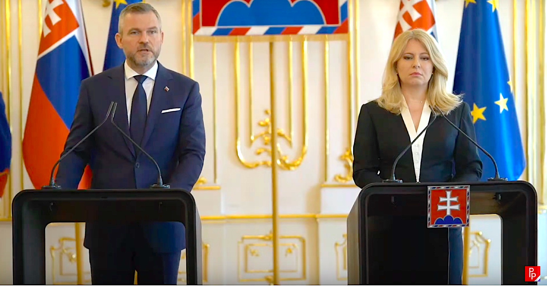 VIDEO: „Atentát na premiéra Fica je atentátom na demokraciu,“ vyhlásil novozvolený prezident Pellegrini a spýtal sa občanov Slovenska, či toto je stav, do ktorého sme sa ako národ chceli dostať. Na spoločnom brífingu s odchádzajúcou hlavou štátu Čaputovou obaja odsúdili násilie a vyzvali na upokojenie situácie