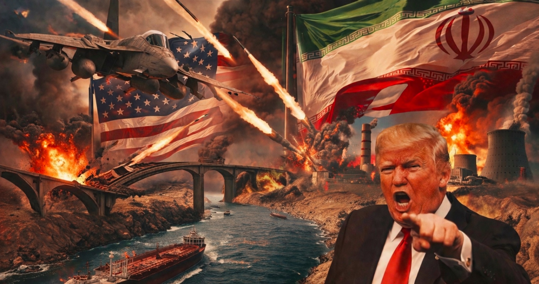 „V utorok bude v Iráne Deň elektrární a Deň mostov, všetko v jednom. Nič podobné ešte nebolo!!! Otvorte ten sku*vený prieliv, vy šialení bastardi, lebo budete žiť v pekle,“ vyhráža sa bezradný Donald Trump. Oznámil zároveň, že americké špeciálne jednotky našli v Iráne druhého vojaka zostrelenej stíhačky F-15. Podľa šéfa Bieleho domu „bude v poriadku“. Iránska armáda zničila niekoľko amerických strojov, ktoré boli zapojené do tejto pátracej operácie