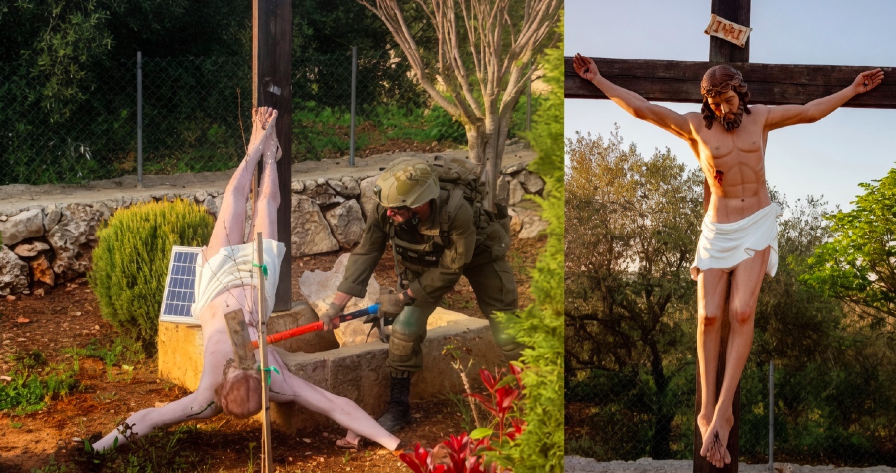 Izraelský vojak kladivom rozbil sochu Ježiša Krista v južnom Libanone