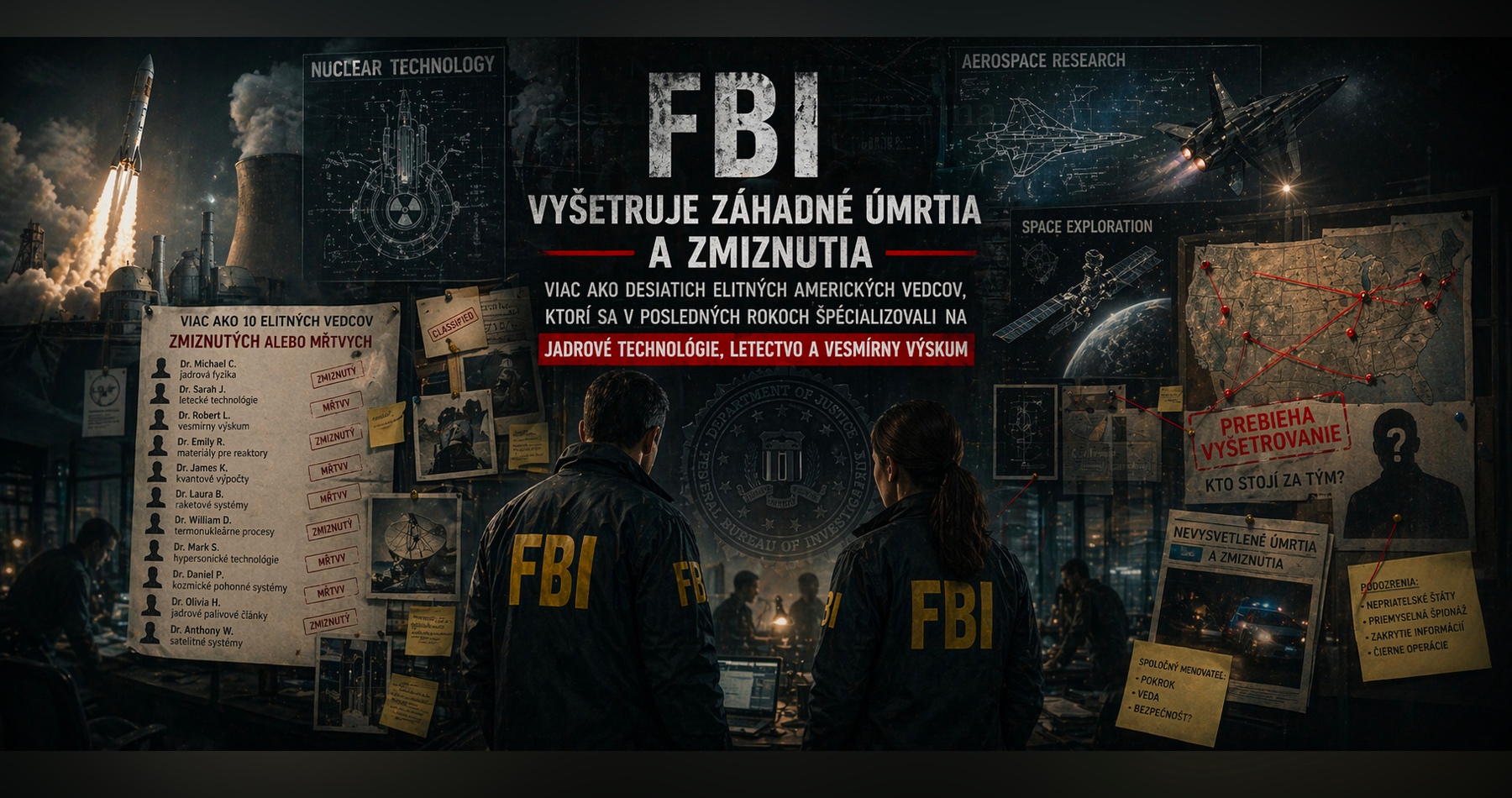 FBI vyšetruje záhadné úmrtia a zmiznutia viac ako desiatich elitných amerických vedcov, ktorí sa v posledných rokoch špecializovali na jadrové technológie, letectvo a vesmírny výskum