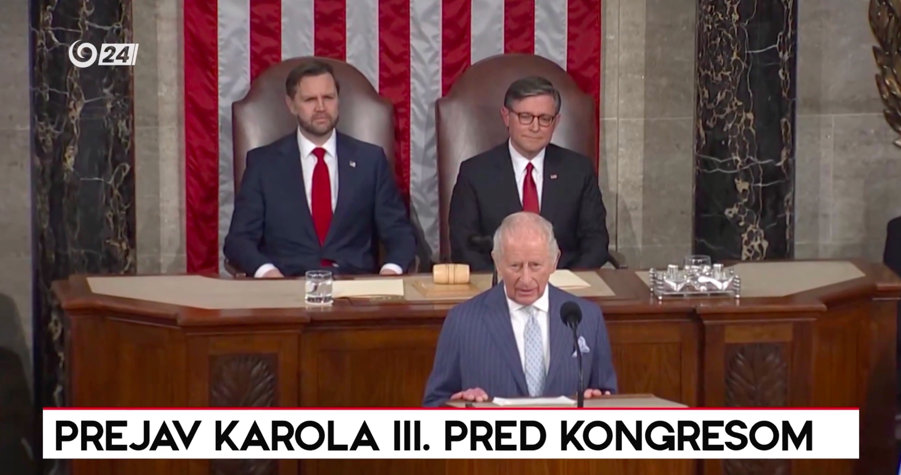 VIDEO: „Dnes je tá istá neochvejná odhodlanosť, aká bola po teroristických útokoch na Spojené štáty z 11. septembra 2001, potrebná aj na obranu Ukrajiny,“ vyhlásil britský kráľ Karol III. v americkom Kongrese a americkým zákonodarcom pripomenul článok 5 Severoatlantickej zmluvy, ktorý hovorí o kolektívnej obrane NATO